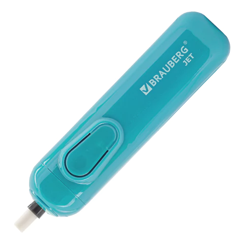 Ластик электрический BRAUBERG "JET", питание от 2 батареек ААА, 8 сменных ластиков, голубой, 229612 - МСК «Форвард»