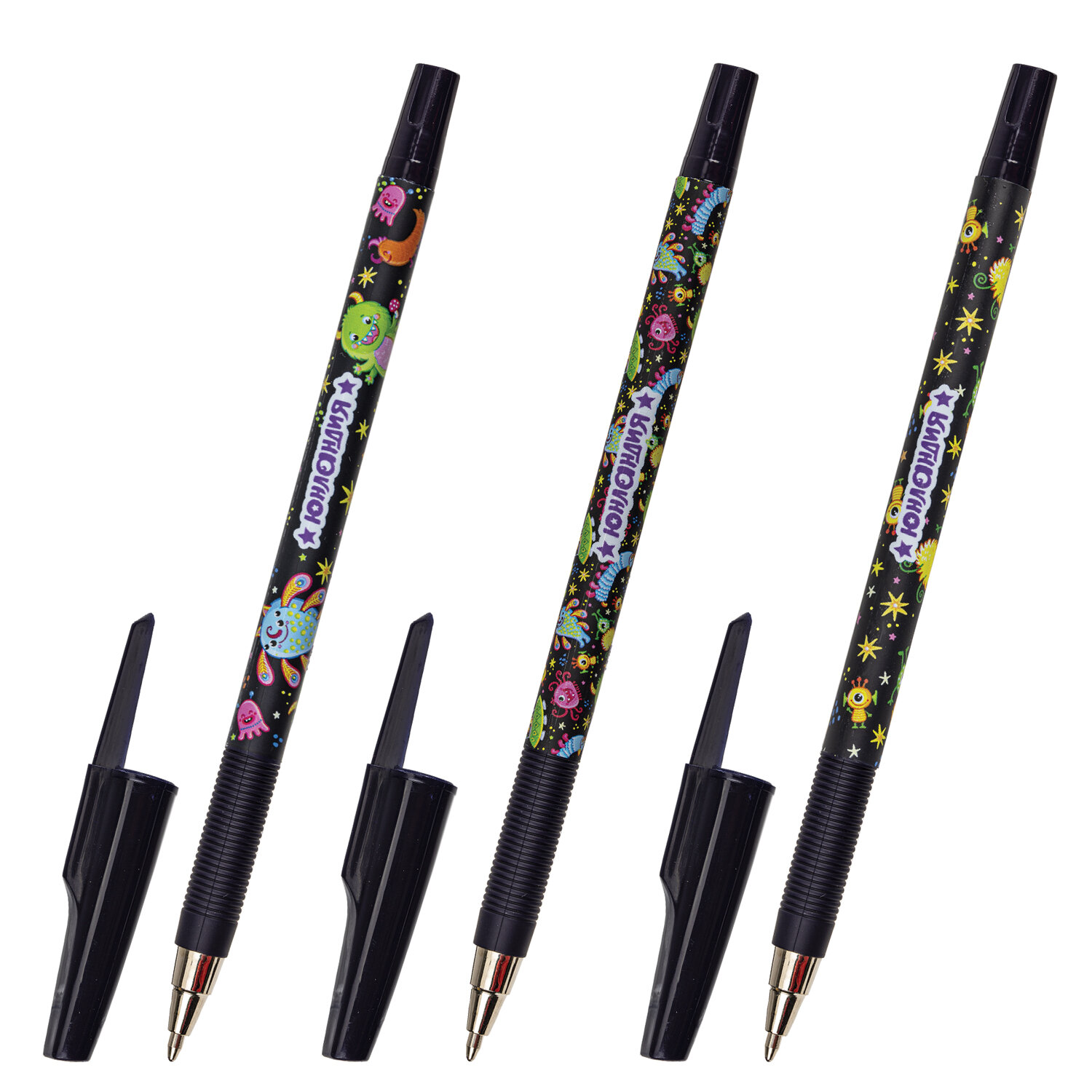 Ручка шариковая ЮНЛАНДИЯ "CUTE MONSTER", синяя, SOFT-TOUCH покрытие, узел 0,7мм, линия 0,35мм,143730