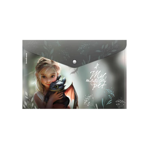 Папка-конверт с кнопкой ERICH KRAUSE "Magic Pet", A4, до 120 листов, непрозрачная, ассорти, 0,16 мм, 63509 273968 - МСК «Форвард»