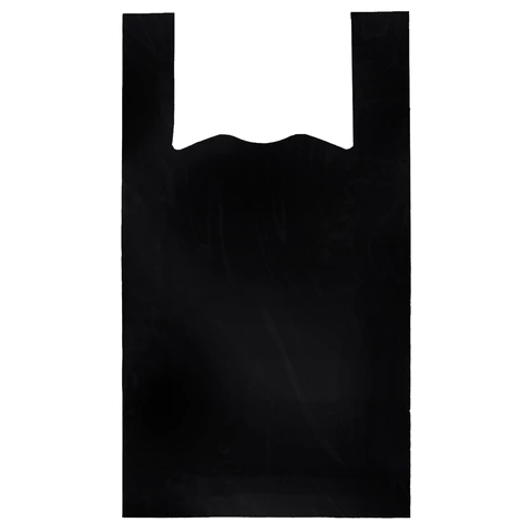 Пакет "майка" КОМПЛЕКТ 100 штук, 24+12х45 см, ПНД черный, 12 мкм, LAIMA, 700786