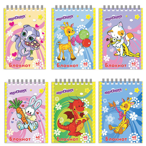 Блокнот МАЛЫЙ ФОРМАТ А7 75х105мм, 40л, гребень, картон, клетка, ЮНЛАНДИЯ, Мультяшки, 129860