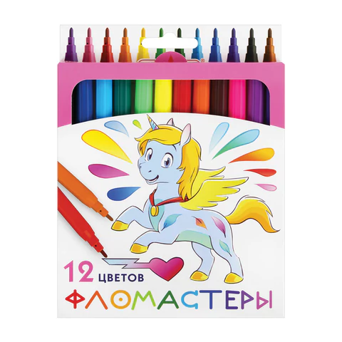 Фломастеры ПИФАГОР "ЕДИНОРОГ", 12 цветов, вентилируемый колпачок, 152448 - МСК «Форвард»