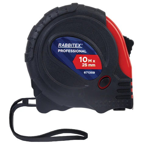 Рулетка измерительная 10 м х 25 мм, обрезиненный корпус, 3 фиксатора, RABBITEX (РАББИТЕКС) Professional, 671359 - МСК «Форвард»
