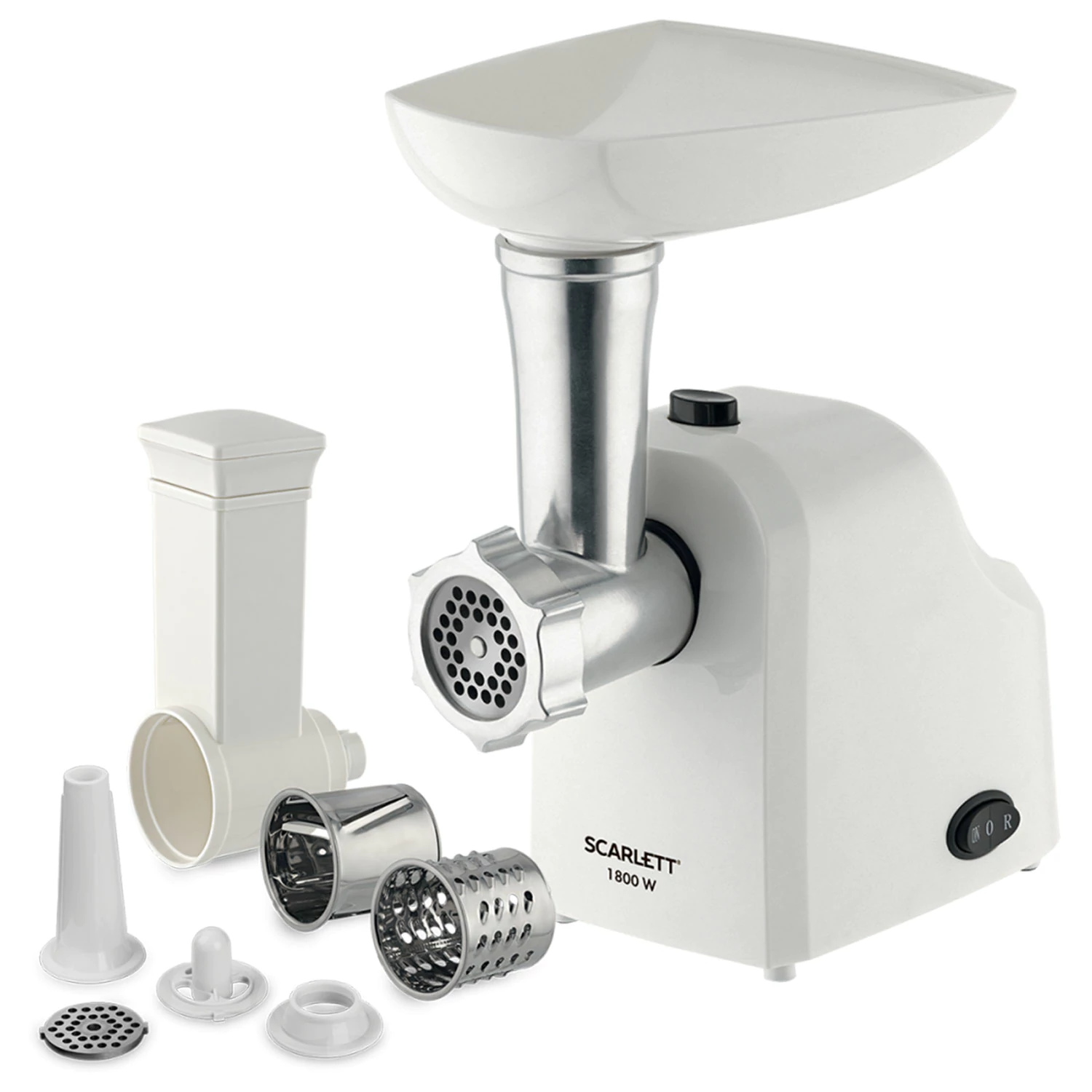 Мясорубка SCARLETT SC-MG45M20, 1800Вт, производ.2кг/мин, 4 насадки, реверс, пластик, белая SC-MG45M2 455882