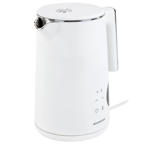 Чайник с двойными стенками, терморегулятором и дисплеем BRASSON (БРАССОН) KT-264, 1,5 л, 2200 Вт, 7 температурных режимов, белый, 455193 - МСК «Форвард»