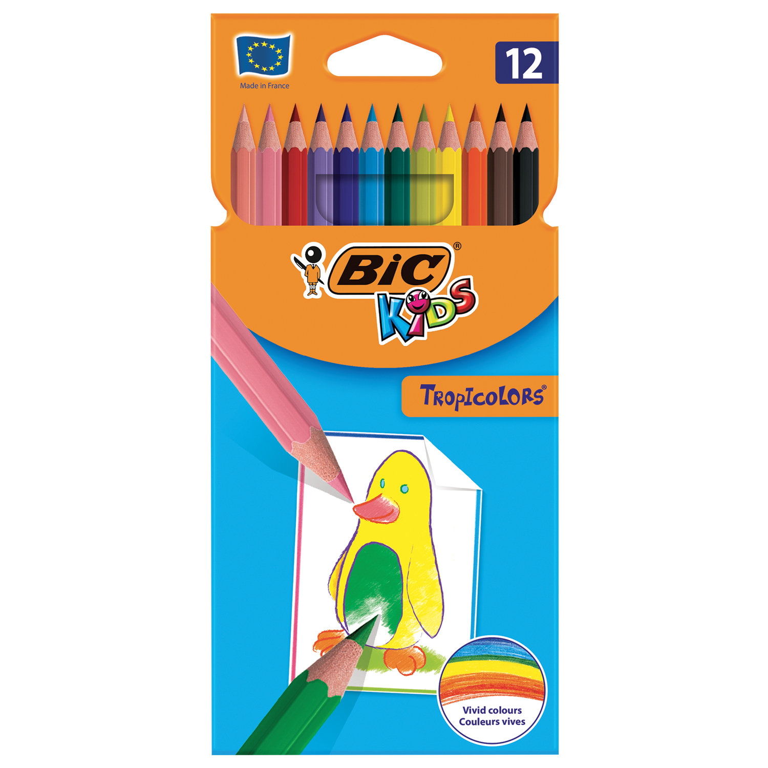 Карандаши цветные BIC "Tropicolors", 12 ЦВЕТОВ, пластиковые, европодвес, 83256610 180458