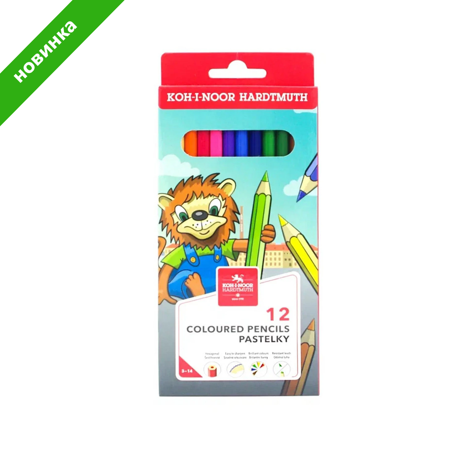 Карандаши цветные KOH-I-NOOR "LION", 12 цветов, 2,8 мм, европодвес, 3552/12, 3552012034KS 182174