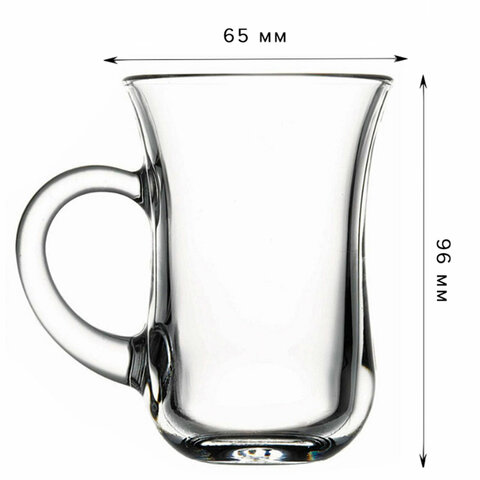 Кружка для чая с ручкой, 145 мл, КОМПЛЕКТ 6 штук, стекло, PASABAHCE "ЧАЙ И КОФЕ", фирменная подарочная упаковка, 55411 700575 - МСК «Форвард»