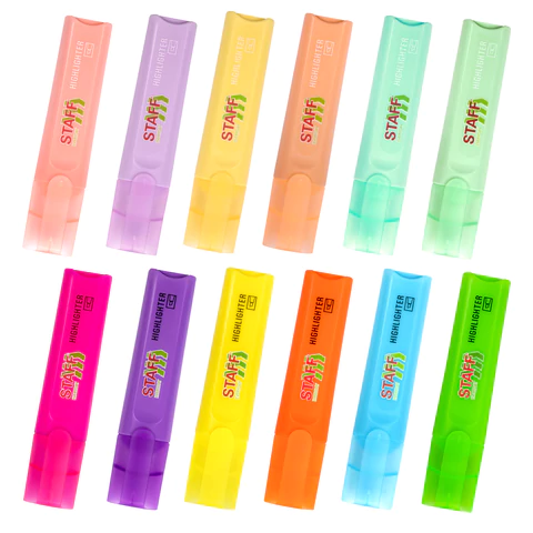 Набор текстовыделителей 12 ЦВЕТОВ, STAFF "EVERYDAY HL-720", 6 неоновых цветов + 6 пастельных цветов, линия 1-5 мм, 152557 - МСК «Форвард»