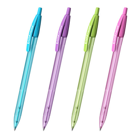 Ручка шариковая автоматическая ERICH KRAUSE "R-301 Spring", СИНЯЯ, корпус ассорти, 1,0 мм, линия письма 0,5 мм, 53344 143897 - МСК «Форвард»