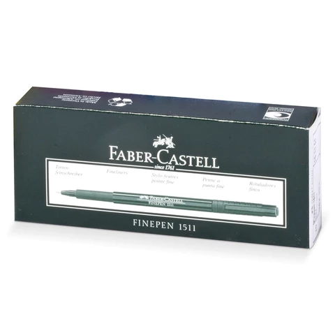 Ручка капиллярная (линер) FABER-CASTELL "Finepen 1511", ЧЕРНАЯ, корпус темно-зеленый, линия 0,4 мм, 151199 140995 - МСК «Форвард»