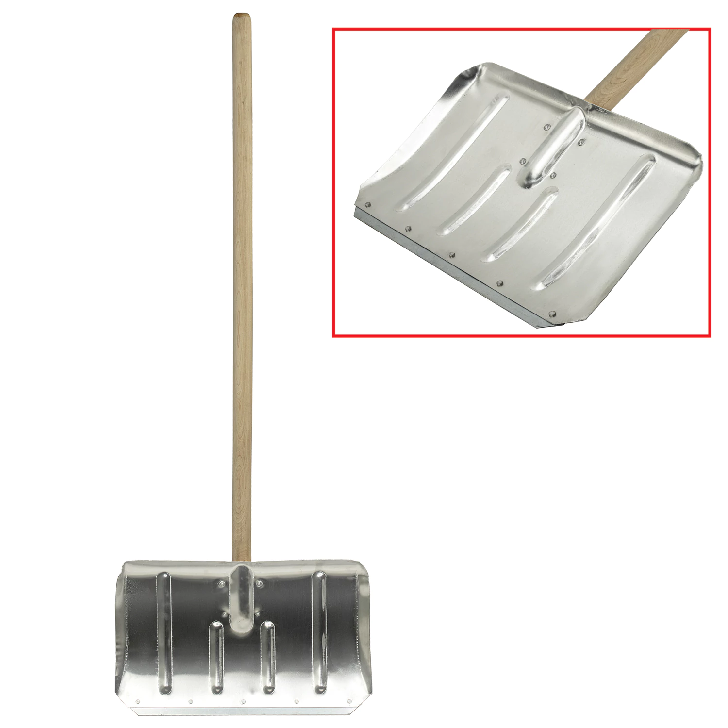 Лопата снегоуборочная алюминиевая, 50х33см, высота 130см, усиленная, деревянный черенок, ЛТСЕ  600832