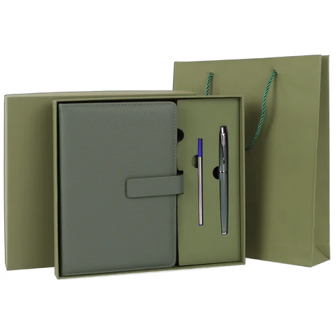 Ежедневник в подарочном наборе 5 в 1, А5, 145x212 мм, BRAUBERG "President", под кожу, 160 листов, зеленый, 116855 - МСК «Форвард»