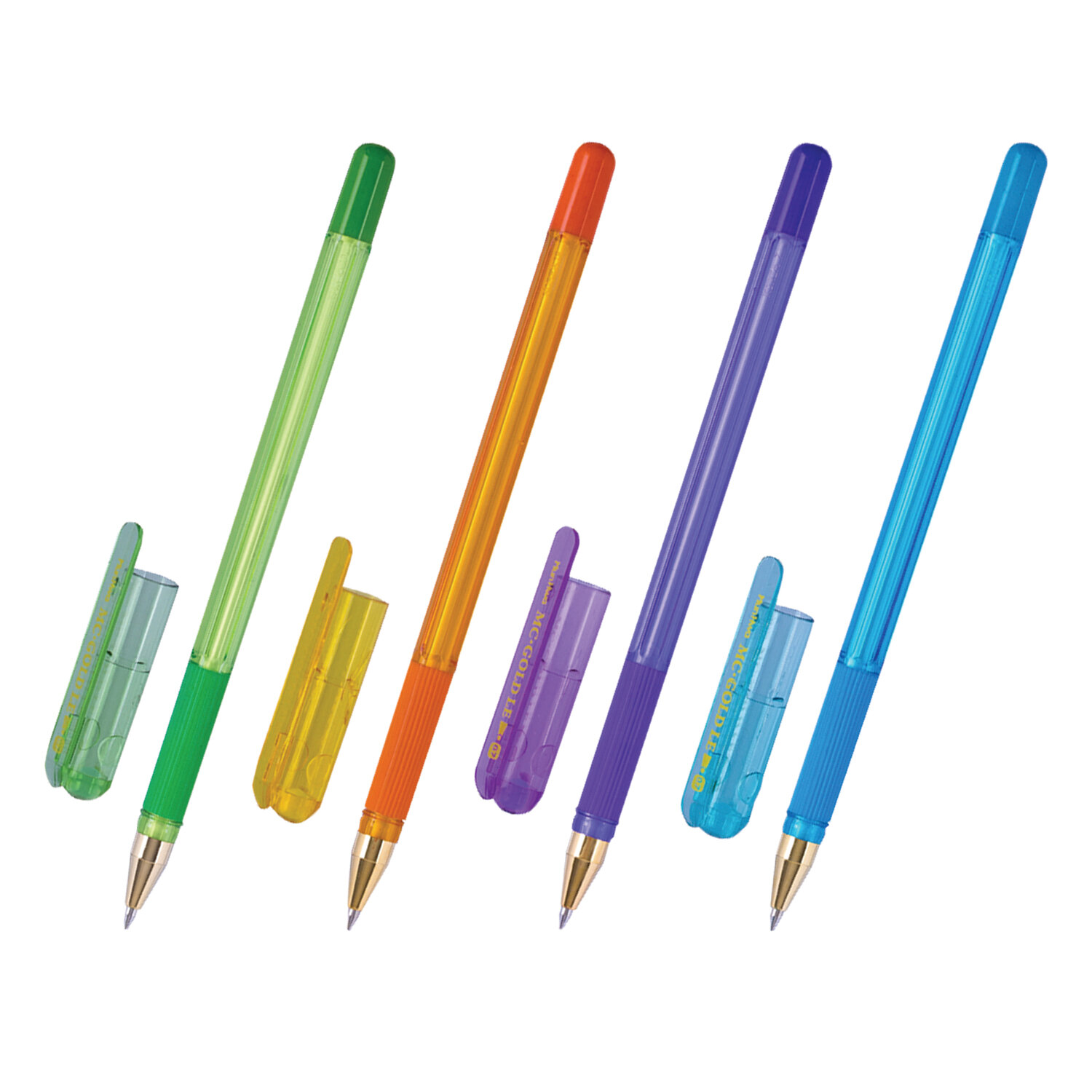 Ручка шариковая масляная с грипом MUNHWA "MC Gold LE", СИНЯЯ, корпус ассорти, узел 0,5мм, MCL-02  143648