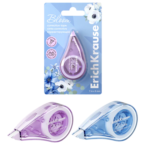 Корректирующая лента ERICH KRAUSE "Pastel Bloom" 5 мм х 7 м, корпус ассорти, блистер, 61929 274221 - МСК «Форвард»
