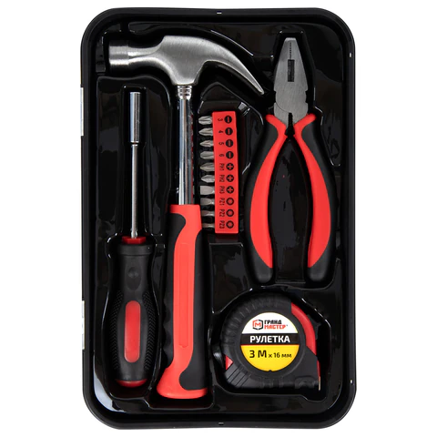 Набор инструментов столярно-слесарный, 14 предметов, пластиковый бокс, ГРАНДМАСТЕР, 671324 - МСК «Форвард»