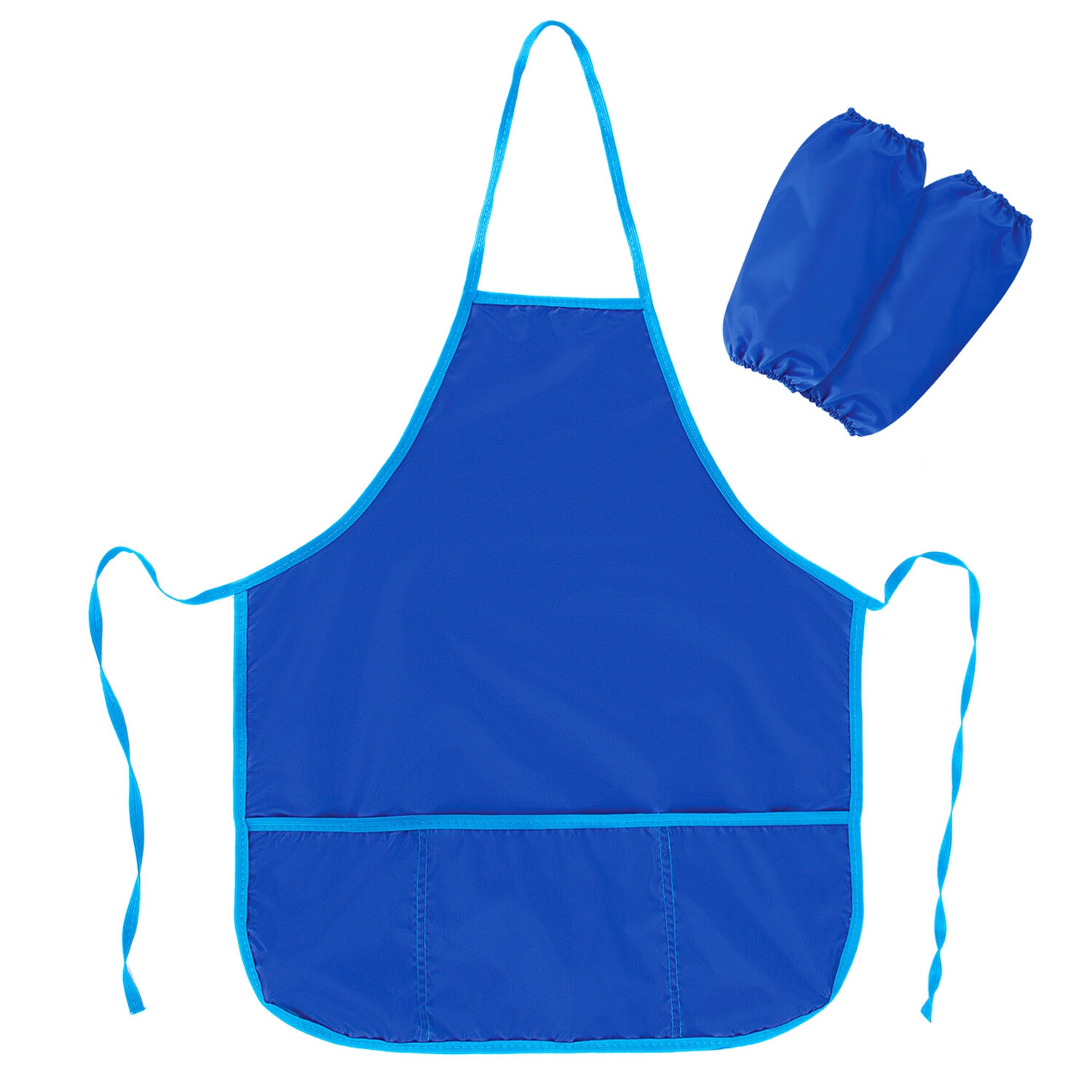 Накидка фартук с нарукавниками для труда ПИФАГОР, 3 кармана, станд. размер, 44x55 см, синий, 228361