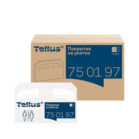 Покрытия на унитаз Tellus/TORK (Система V1), 1/2 сложения, КОМПЛЕКТ 250 шт., 37х41 см, Advanced, белые, 750197 608716 - МСК «Форвард»