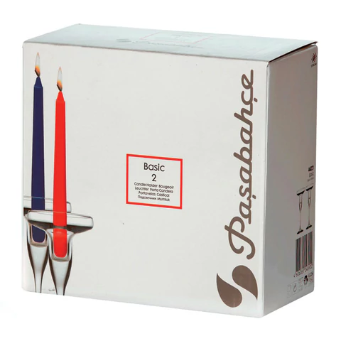 Подсвечник, 170 мм, КОМПЛЕКТ 2 штуки, стекло, PASABAHCE "БЕЙЗИК", фирменная подарочная упаковка, 44021 700581 - МСК «Форвард»