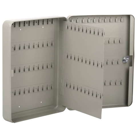 Шкафчик (Ключница) на 140 ключей BRAUBERG, 370х280х80 мм, с замком, +140 брелоков, серый, 290340 - МСК «Форвард»