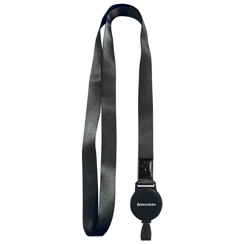 Держатель-рулетка для бейджей 70 см, с лентой 45 см, черный, BRAUBERG EXTRA, 238838 - МСК «Форвард»