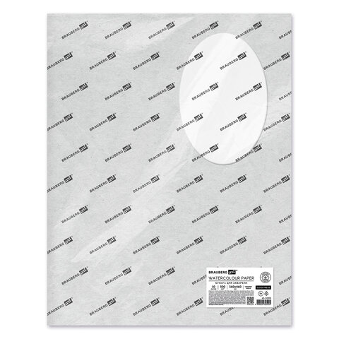 Бумага для акварели ХЛОПОК 100% 300г 360x460мм среднее зерно,10 листов, BRAUBERG ART PREMIERE,113226