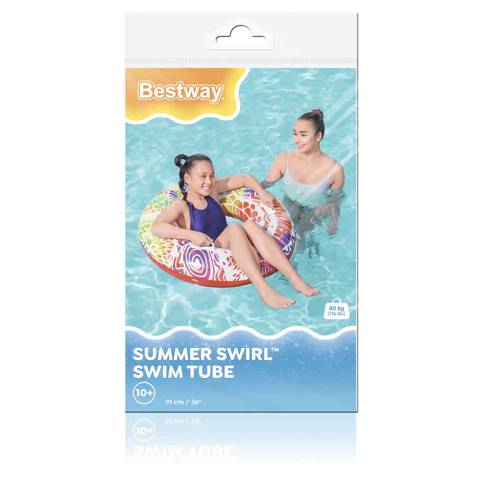 Надувной круг для плавания "Лето" диаметр 91 см, от 10 лет, до 80 кг, АССОРТИ, BESTWAY, 36084 680079