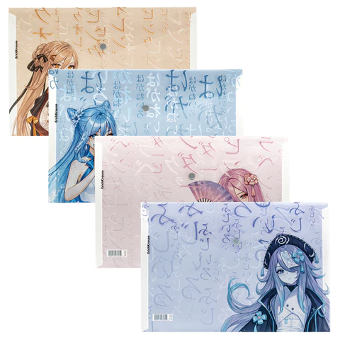 Папка-конверт с кнопкой ERICH KRAUSE "Manga Girls", А4, до 120 л., ассорти, 0,18 мм, 61156 272926 - МСК «Форвард»