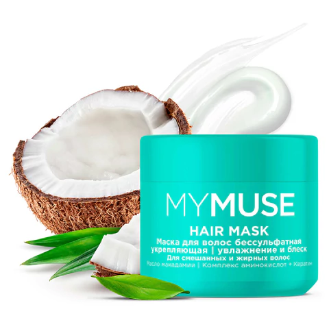 Маска бессульфатная 300 мл, MYMUSE укрепляющая для смешанных и жирных волос, 145025 701618