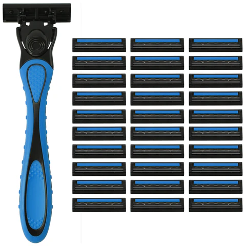 Бритвенный станок многоразовый мужской, 3 лезвия, 31 кассета, синий, X-ONE, 700024 - МСК «Форвард»