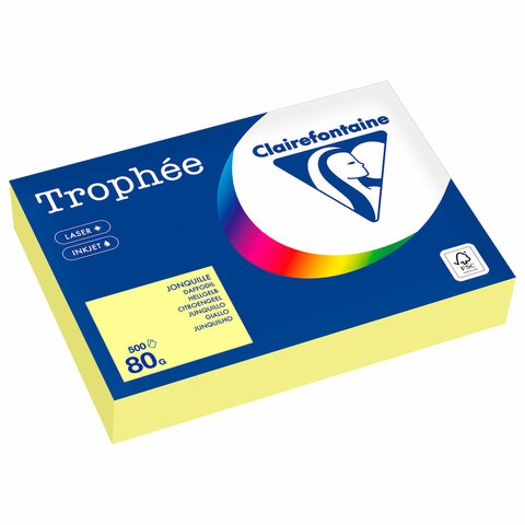 Бумага цветная CLAIREFONTAINE, А4, 80 г/м2, 500 л., пастель, лимонно-желтый, Франция, 1778PC 116712 