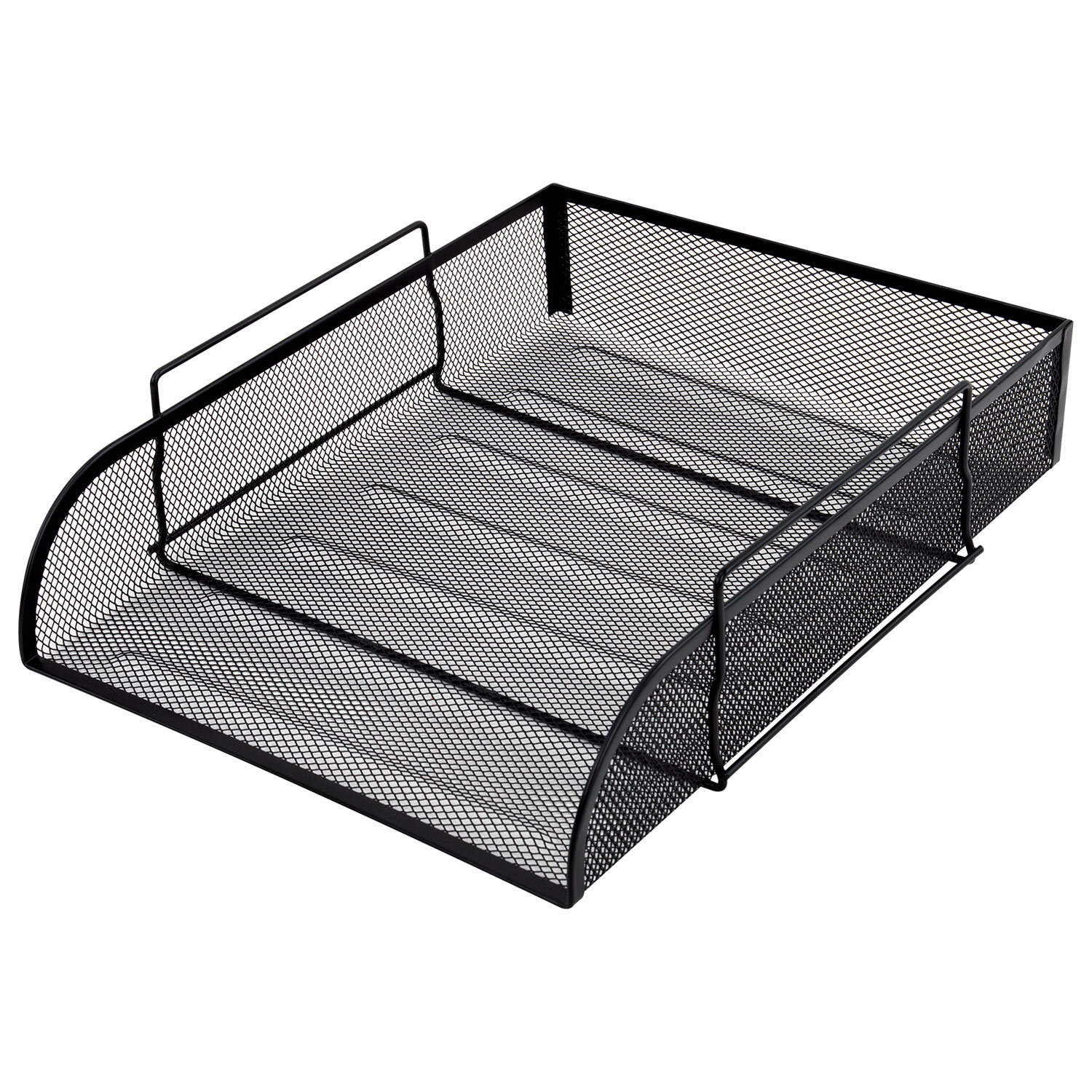 Лоток горизонтальный металлический для бумаг BRAUBERG "Germanium", А4 (260х337х77мм), черный, 231954