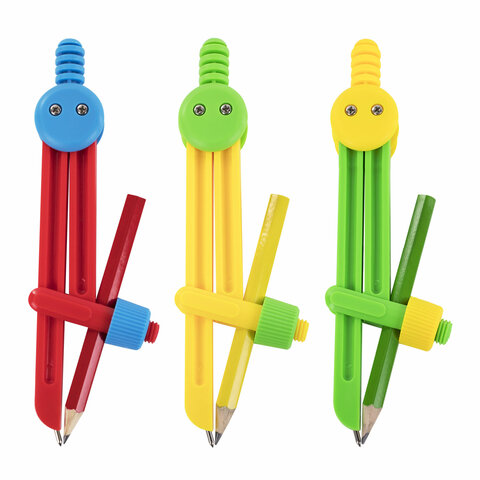 Циркуль ПИФАГОР пластиковый с карандашом, 110мм,  в чехле, 210236