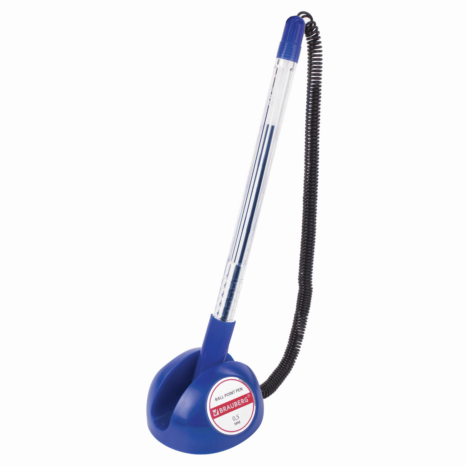 Ручка шариковая настольная BRAUBERG Counter Pen, СИНЯЯ, пружинка, корпус синий, 0,5мм, 143259