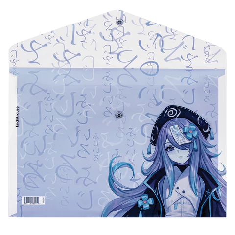 Папка-конверт с кнопкой ERICH KRAUSE "Manga Girls", А4, до 120 л., ассорти, 0,18 мм, 61156 272926 - МСК «Форвард»