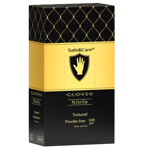 Перчатки нитриловые одноразовые 50 пар (100 штук), размер L (большой), черные, SAFE&CARE, ZN318 609425 - МСК «Форвард»