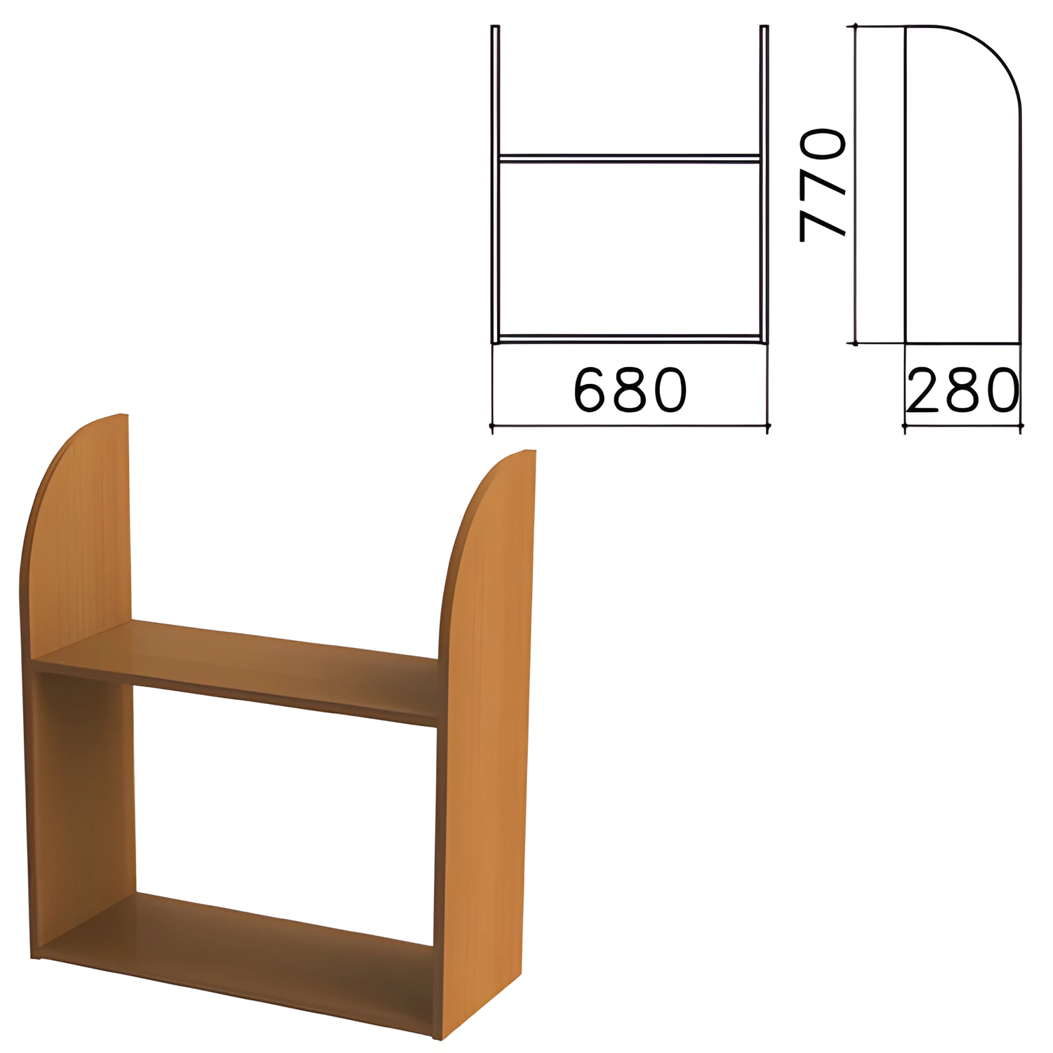 Полка навесная настенная "Монолит" (ш680*г280*в770 мм), цвет орех, ПМ40.3 640219