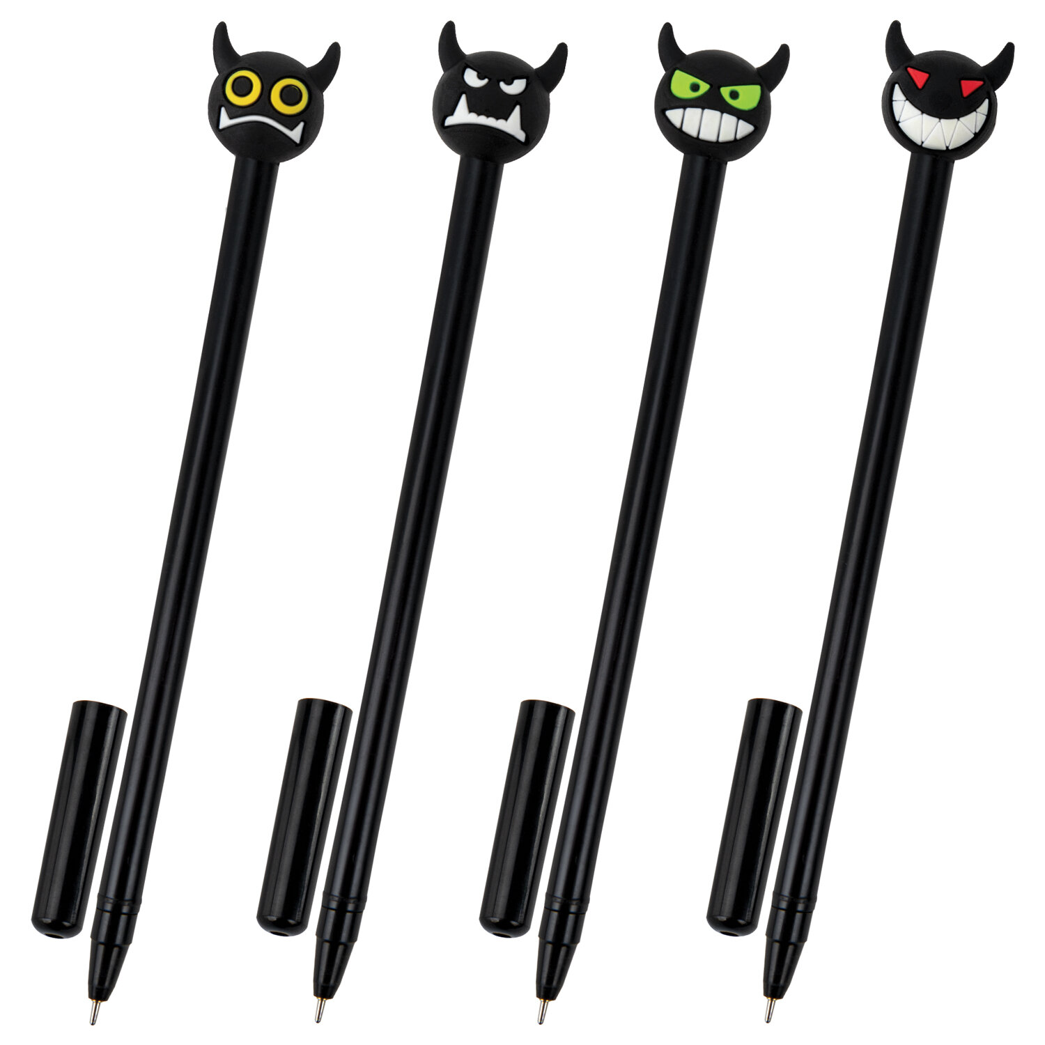 Ручка с топпером шариковая ЮНЛАНДИЯ "Чертёнок", корпус ассорти, СИНЯЯ, узел 0,7мм, КОМПЛЕКТ 12шт143812