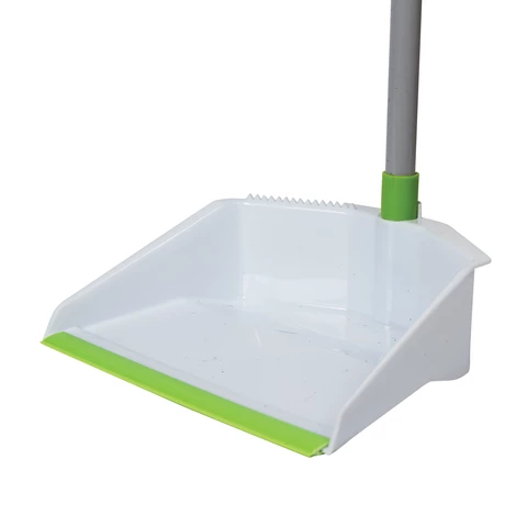 Совок для мусора + щетка, рукоятки 80 см с резьбой, пластик, зелено-белый, "ЛЕНИВКА", ЛЮБАША, 603616 - МСК «Форвард»