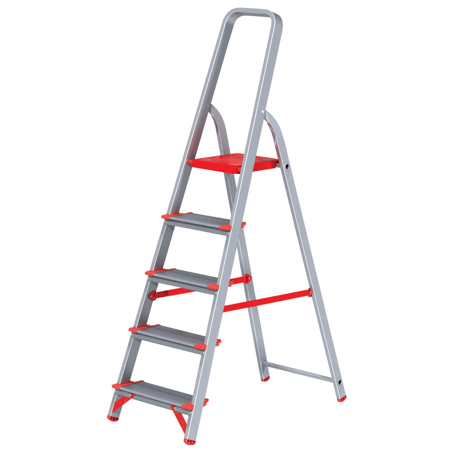 Стремянка алюминиевая 5 ШИРОКИХ СТУПЕНЕЙ 13см, площадка 1,1м, до 225кг, вес 6кг НОВАЯ ВЫСОТА 3117105 604886