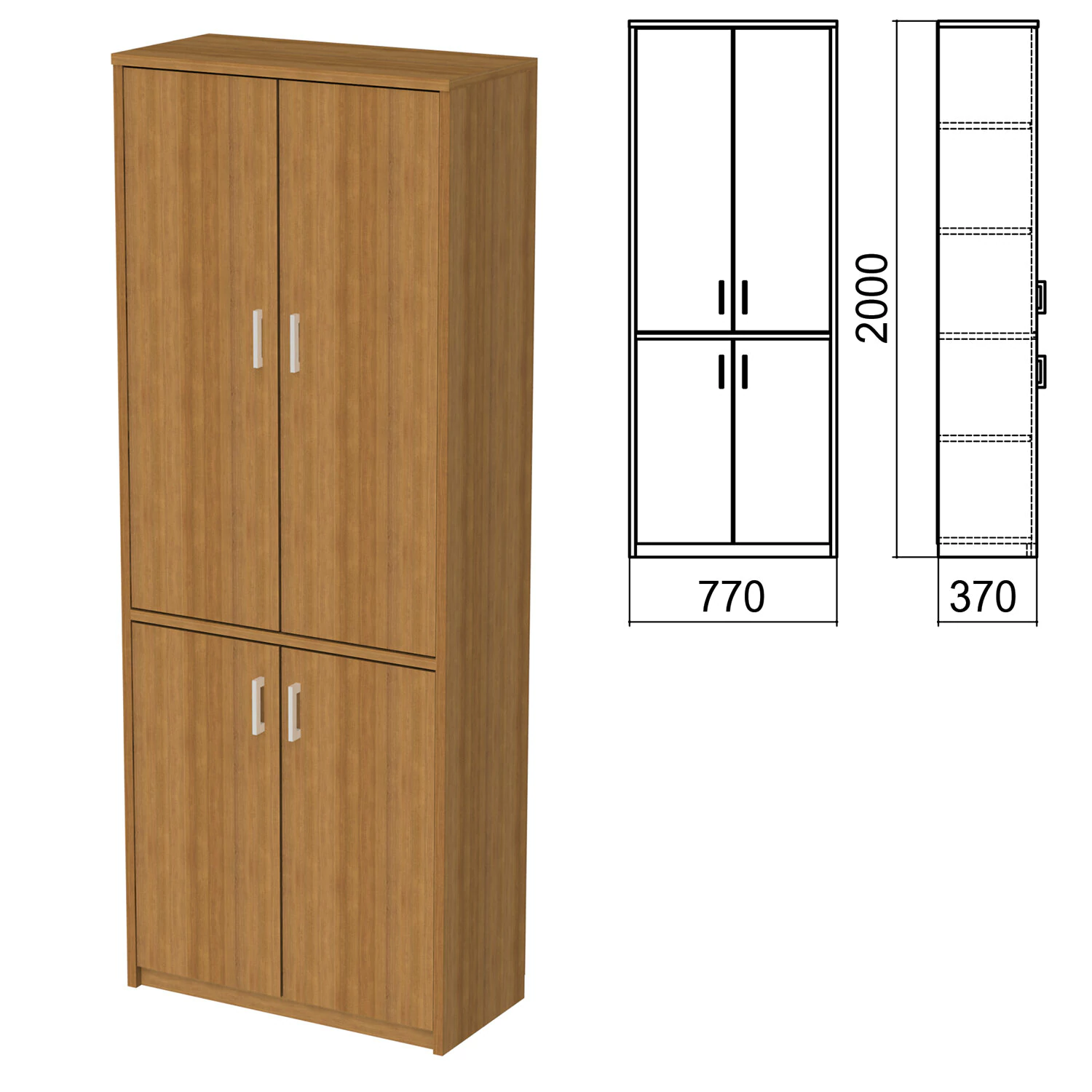 Шкаф закрытый "Арго", 770х370х2000 мм, орех (КОМПЛЕКТ) 981551