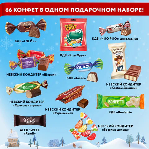 Подарок новогодний "ЛАРЕЦ ЗЛАТИК", НАБОР конфет 1000 г, картонная коробка, МОСУПАК 624497 - МСК «Форвард»