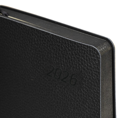 Ежедневник датированный 2026 А5 138x213 мм, BRAUBERG "Stylish", под кожу, гибкий, черный, 117097 - МСК «Форвард»