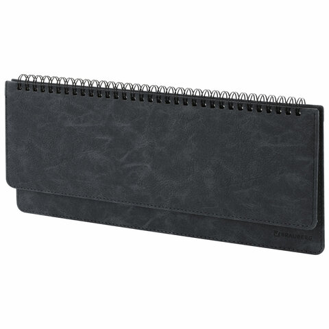 Планинг настольный недатированный 305x140мм BRAUBERG Status, под кожу, 60л, черный, 113372