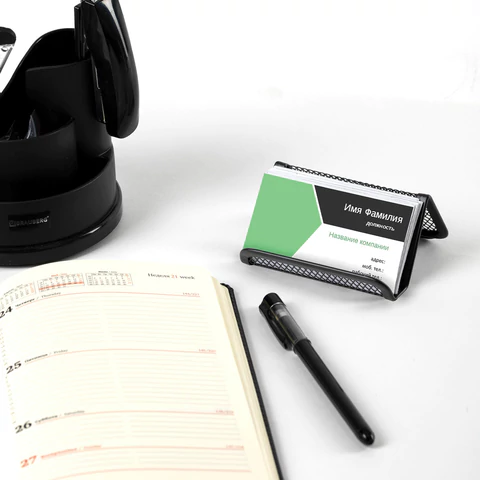 Подставка для визиток настольная BRAUBERG "Germanium", металлическая, 43х95х71 мм, черная, 231942 - МСК «Форвард»