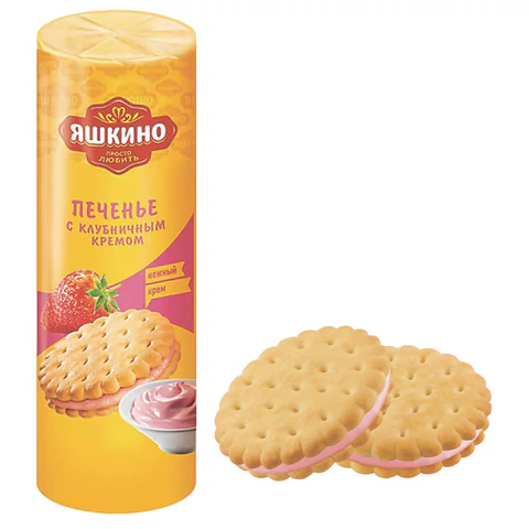 Печенье ЯШКИНО "С клубничным кремом", затяжное, 190г,  МП461 620968