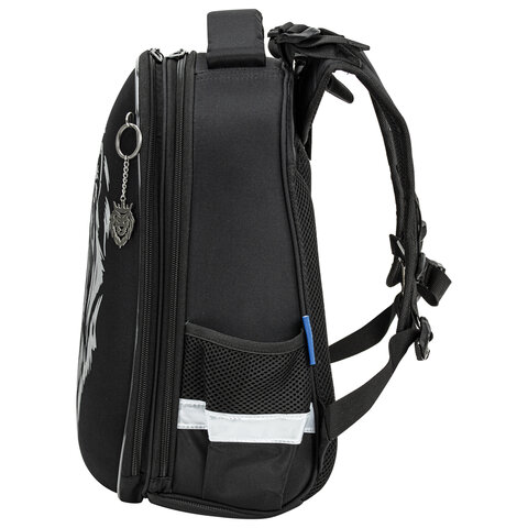 Ранец BRAUBERG SHINY, 2 отделения, с брелком, "Savage lion", светящийся рисунок, 38х28х14 см, 272039 - МСК «Форвард»