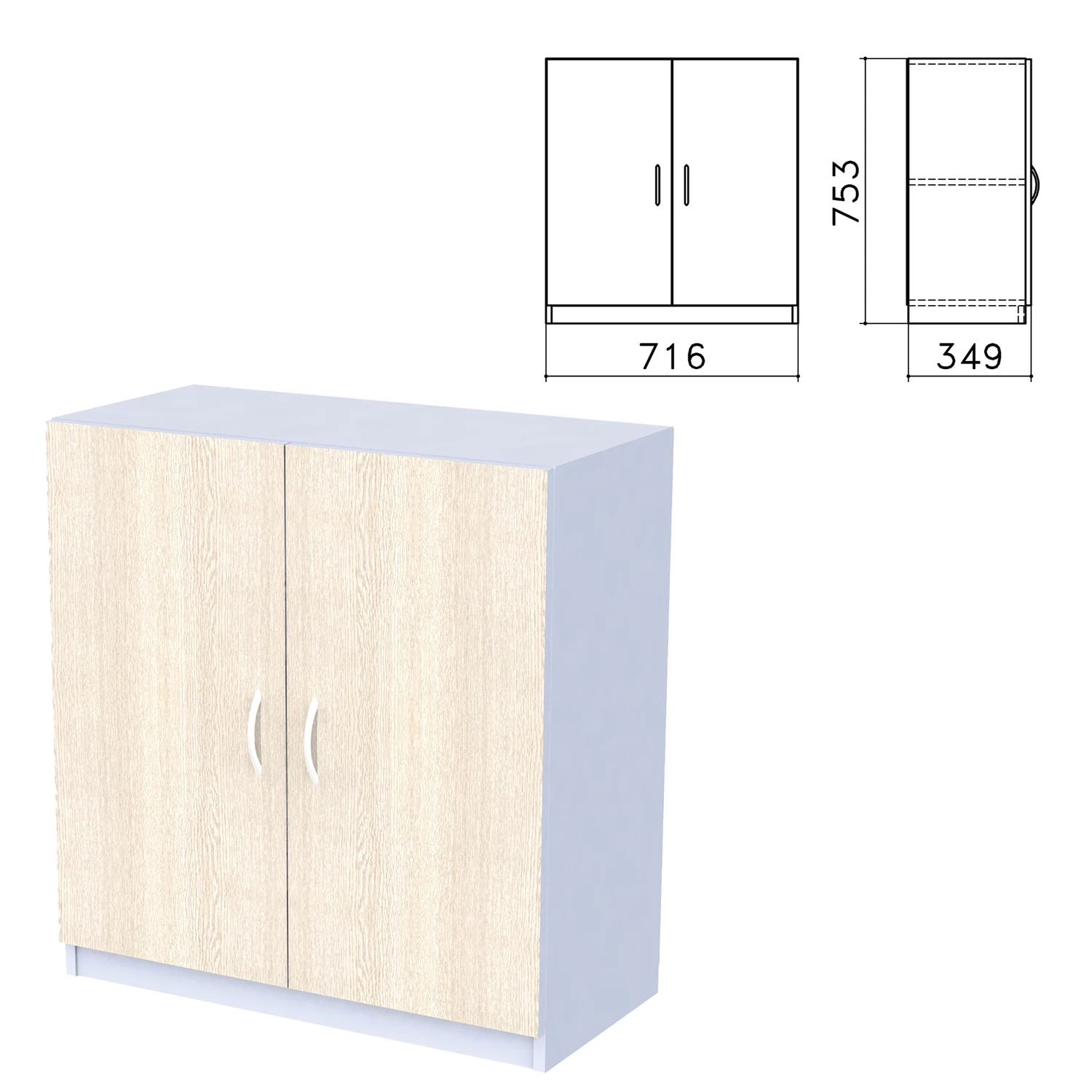 Шкаф закрытый "Бюджет", 716х349х753мм, дуб шамони светлый (КОМПЛЕКТ) 980600