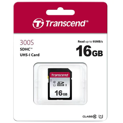 Карта памяти SDHC 16 ГБ, TRANSCEND UHS-I U1, 95 Мб/с (class 10), TS16GSDC300 514050S