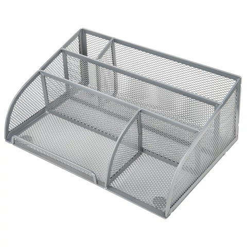 Подставка-органайзер BRAUBERG "Germanium", 5 секций, 255х180х105 мм, металл, серебро, 237974 - МСК «Форвард»